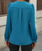 Notched Flounce Sleeve Blouse - Body By J'ne