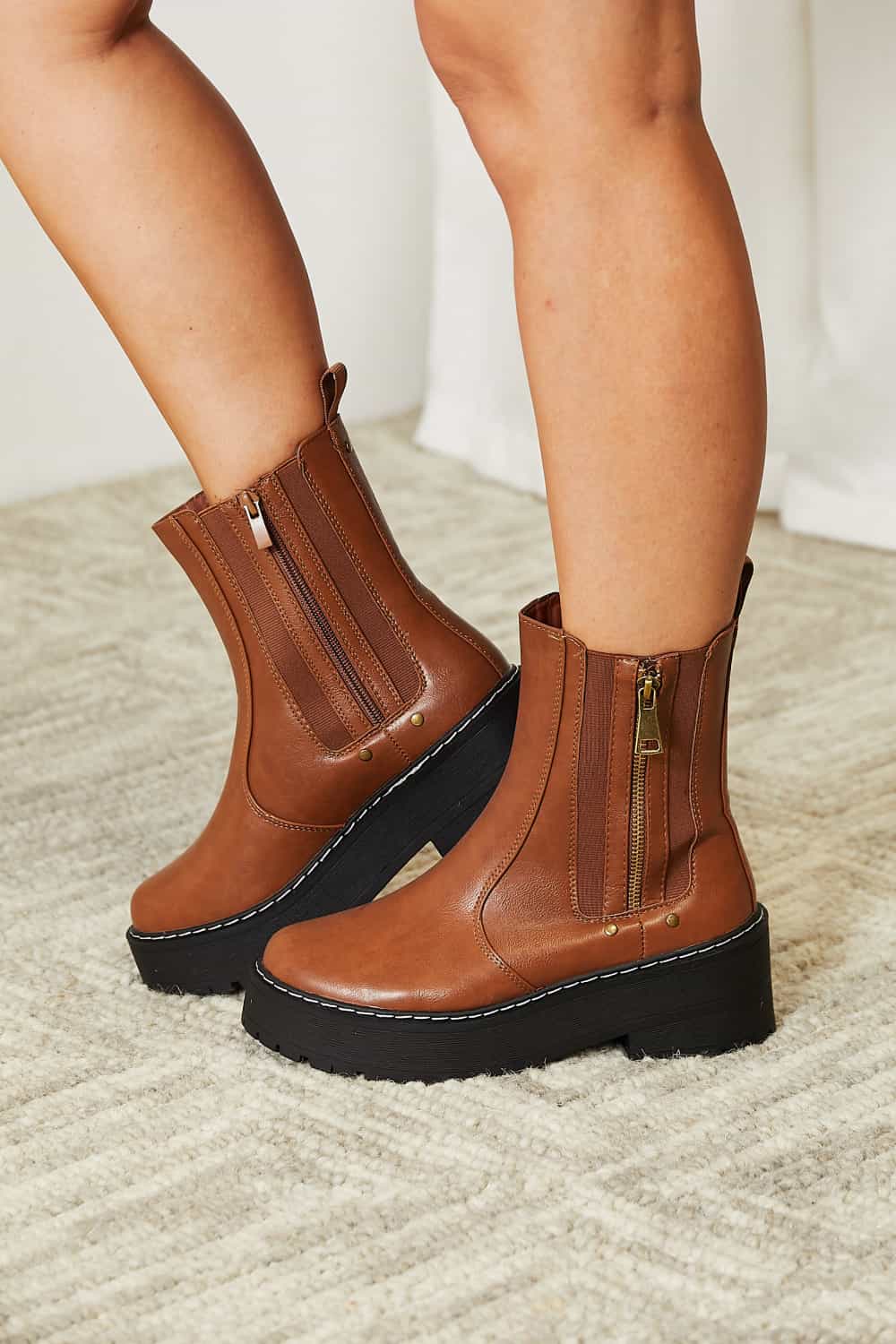 In too Deep Side Zip Platform Boots - Body By J'ne