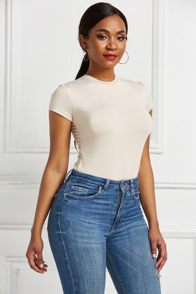 Round Neck Short Sleeve Bodysuit - Body By J'ne