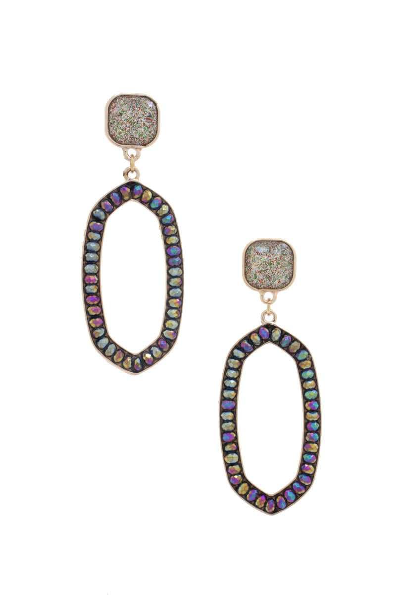 Beaded Oval Post Drop Earring - Body By J'ne