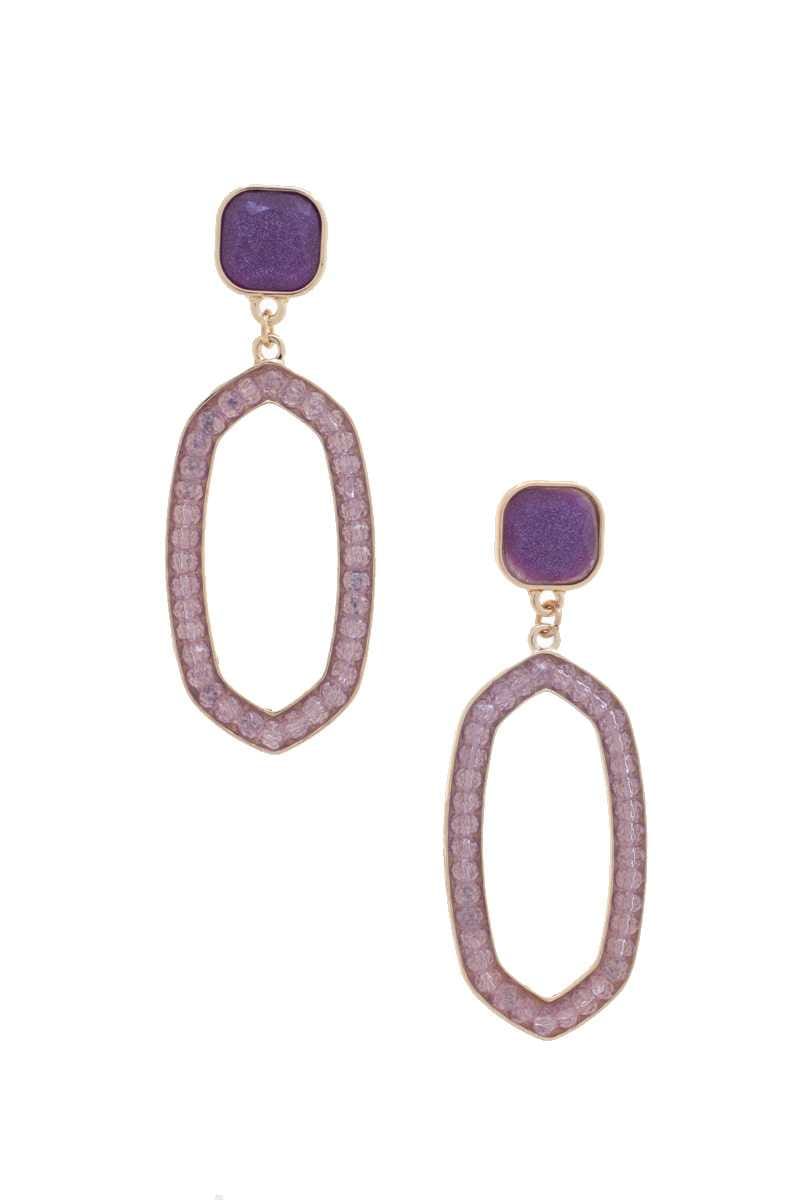 Beaded Oval Post Drop Earring - Body By J'ne