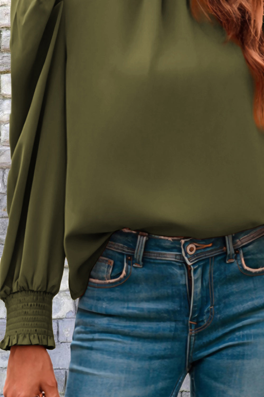 Mock Neck Puff Sleeve Blouse - Body By J'ne
