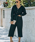 Belted Button Front Cropped Jumpsuit - Body By J'ne