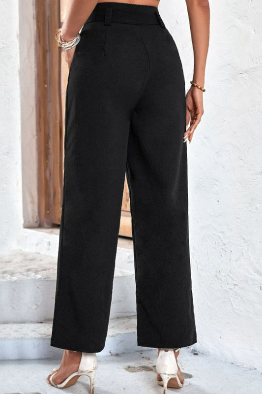 Belted High-Rise Wide Leg Pants - Body By J'ne