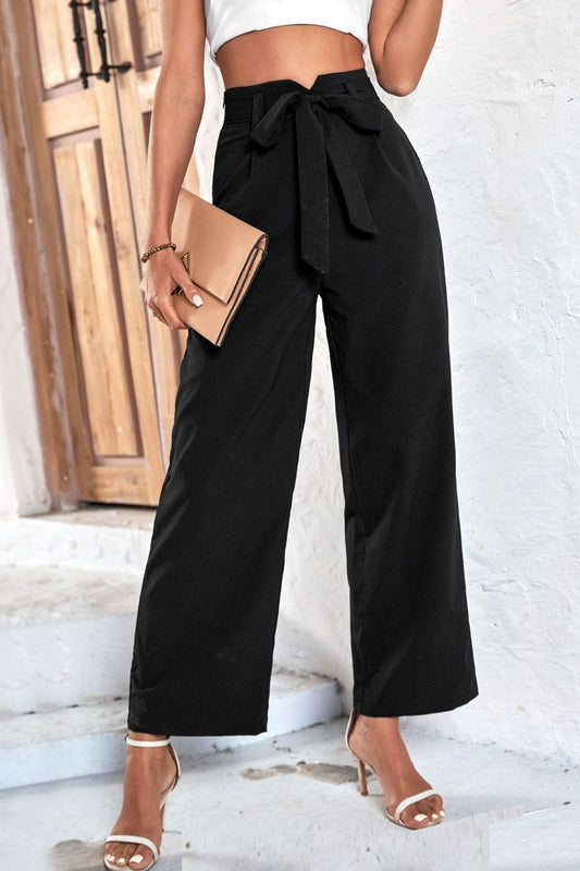 Belted High-Rise Wide Leg Pants - Body By J'ne