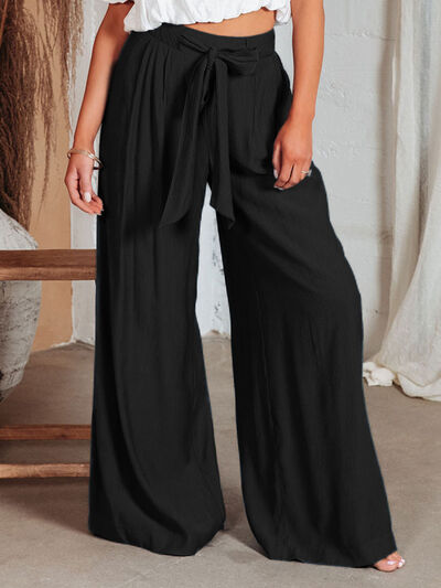 Drawstring Pocketed Wide Leg Pants - Body By J'ne