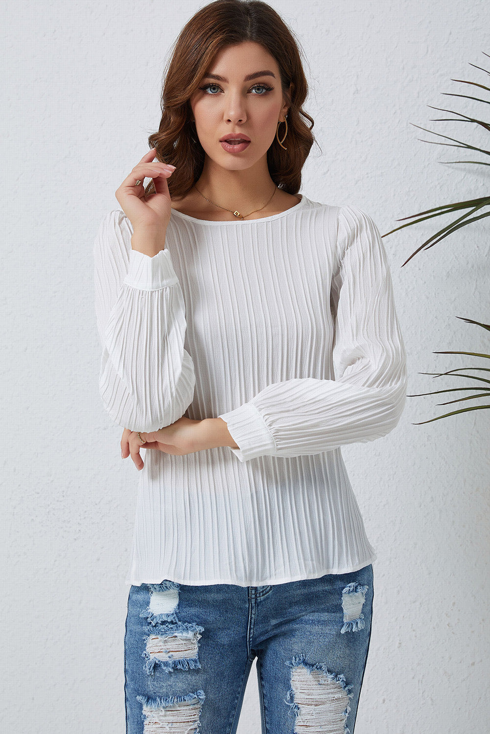 Ribbed Round Neck Long Sleeve Top - Body By J'ne