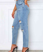 Distressed High Waist Straight Jeans - Body By J'ne