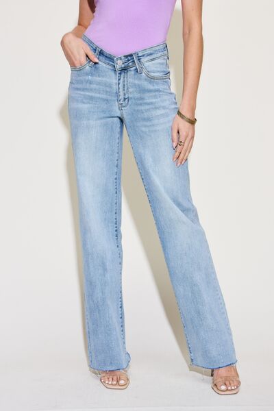 Judy Blue Full Size V Front Waistband Straight Jeans - Body By J'ne