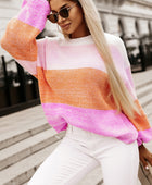 Ribbed Color Block Long Sleeve Sweater - Body By J'ne