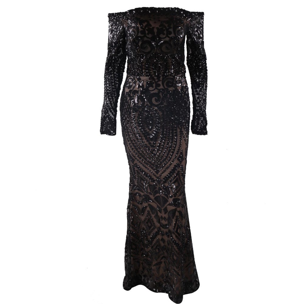 Black Sequin Evening Gown - Body By J'ne