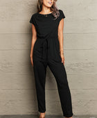 Boat Neck Short Sleeve Jumpsuit with Pockets - Body By J'ne