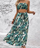 Botanical Print Cami and Tiered Skirt Set - Body By J'ne