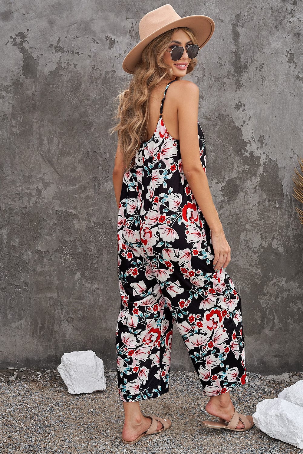 Botanical Print Spaghetti Strap Cropped Jumpsuit - Body By J'ne