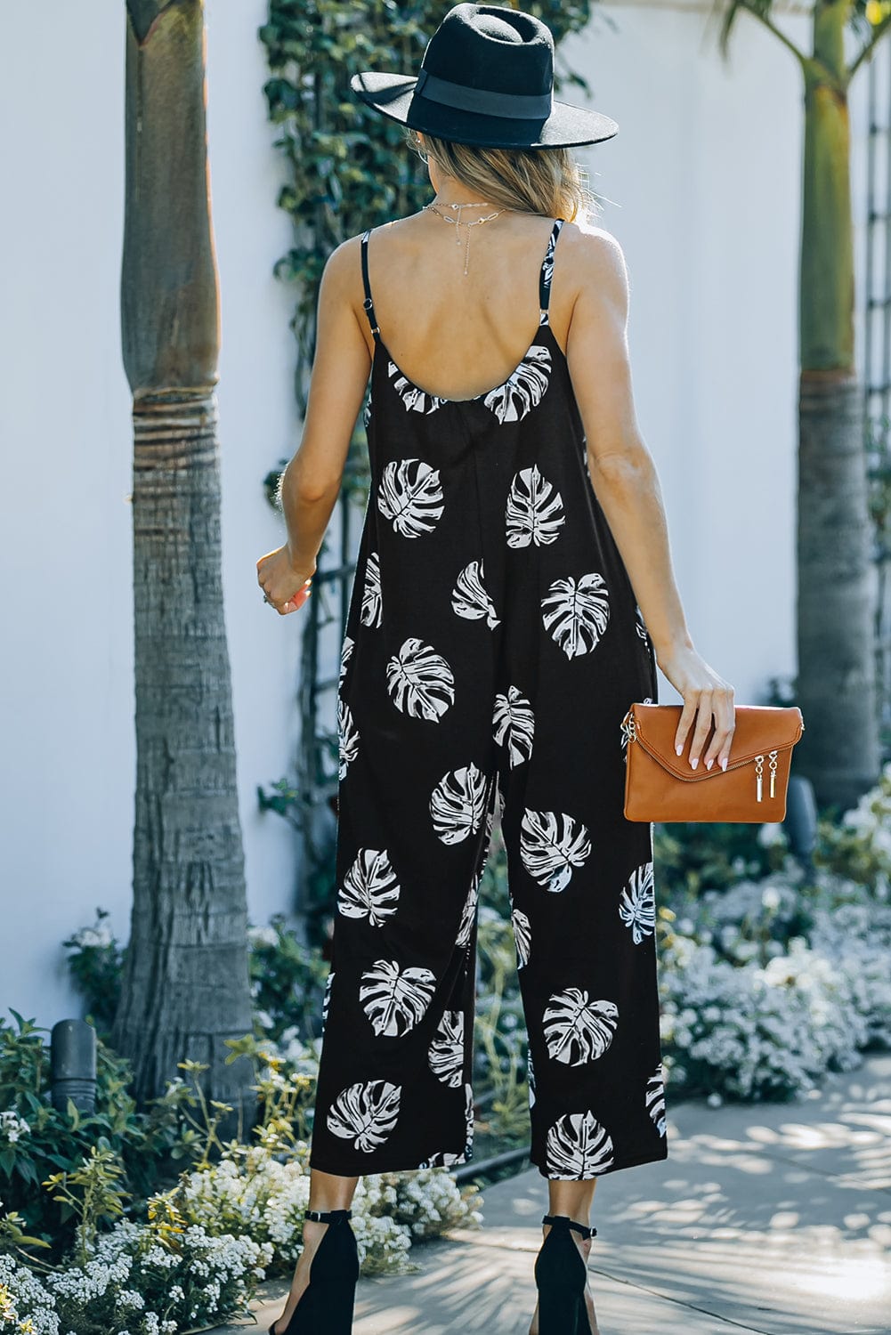 Botanical Print Spaghetti Strap Cropped Jumpsuit - Body By J'ne
