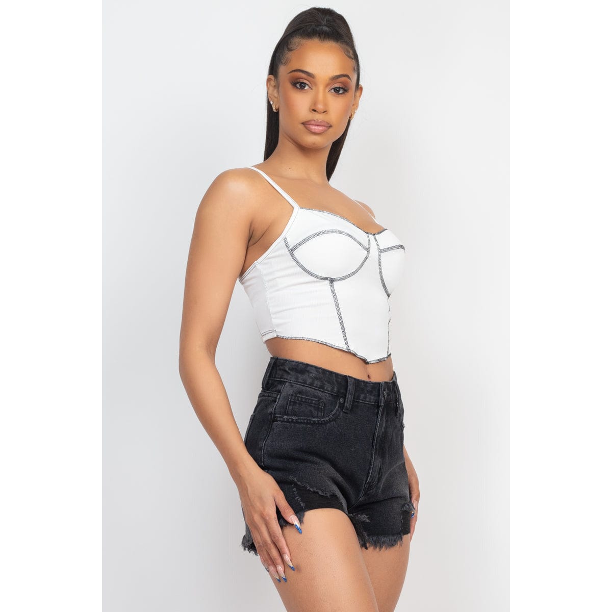 Bustier Sleeveless Ribbed Top - Body By J'ne