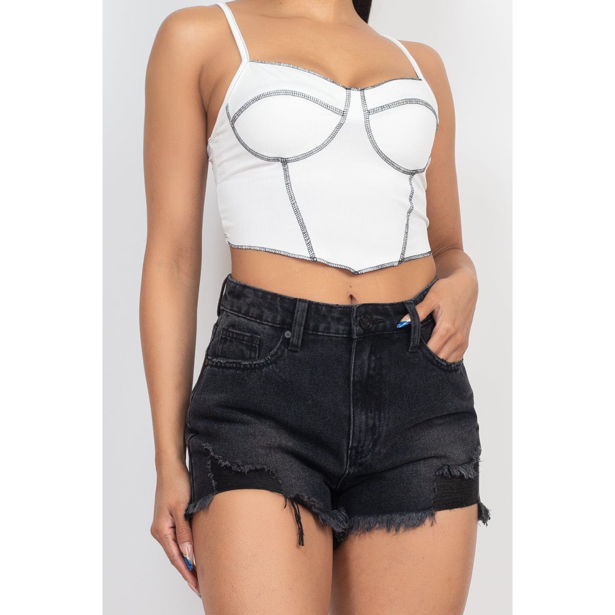 Bustier Sleeveless Ribbed Top - Body By J'ne