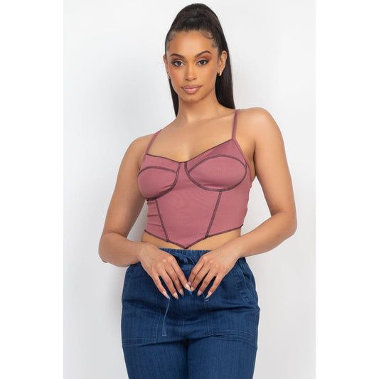 Bustier Sleeveless Ribbed Top - Body By J'ne