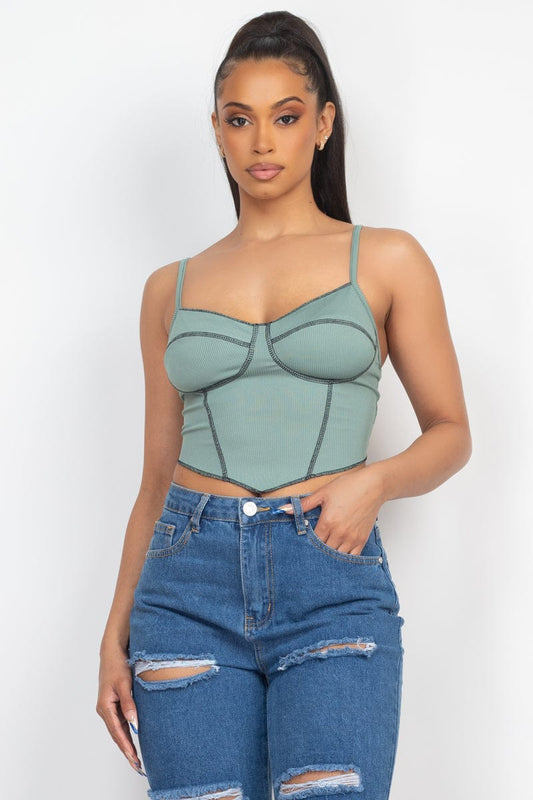 Bustier Sleeveless Ribbed Top - Body By J'ne