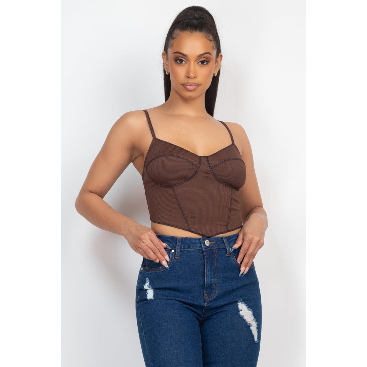 Bustier Sleeveless Ribbed Top - Body By J'ne