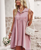 Button Down Collared Sleeveless Dress - Body By J'ne