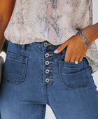 Button Fly Skinny Jeans with Pockets - Body By J'ne