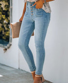 Button Fly Skinny Jeans with Pockets - Body By J'ne