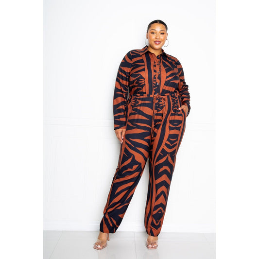 Button Up Long Sleeve  Jumpsuit - Body By J'ne