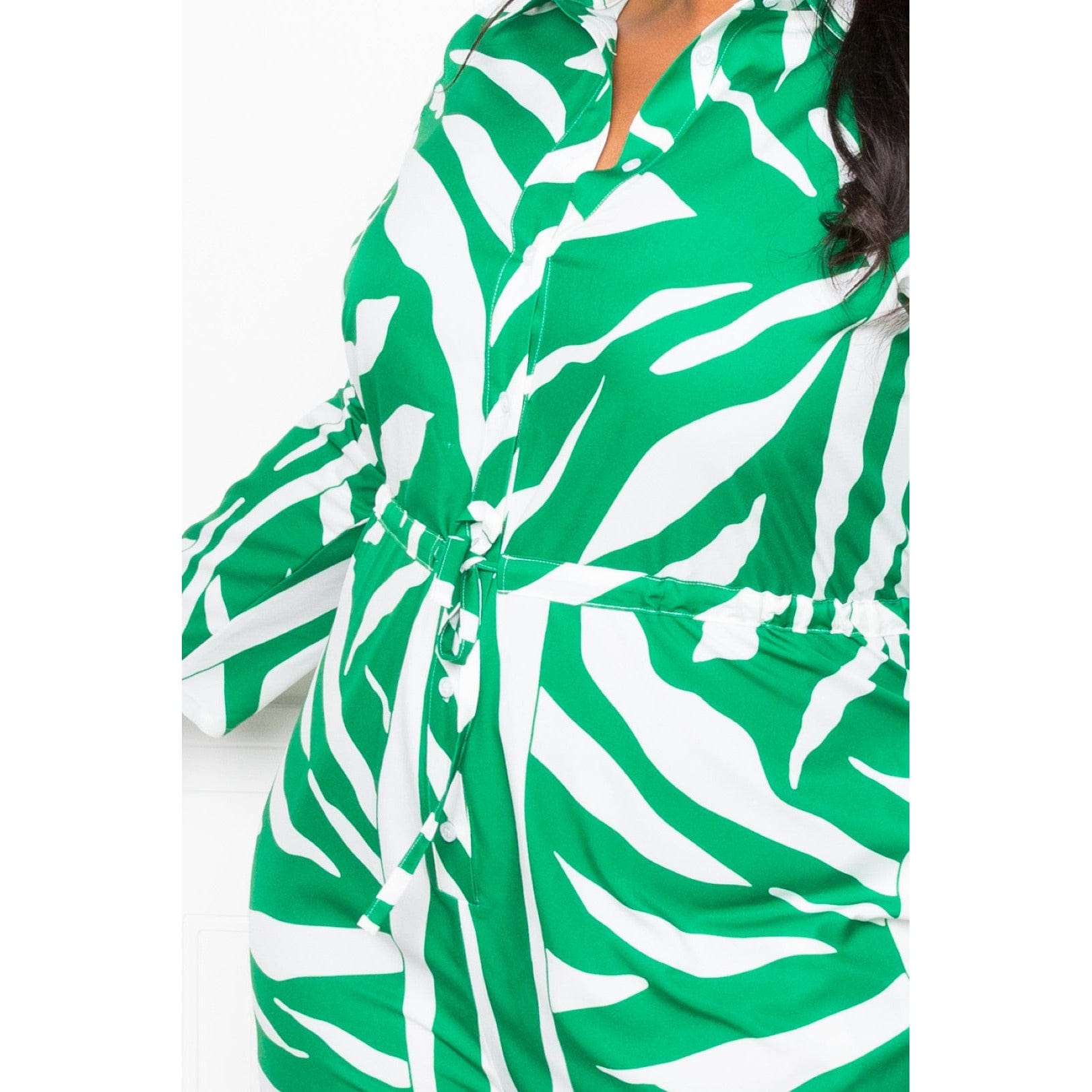 Button Up Long Sleeve  Jumpsuit in Green - Body By J'ne