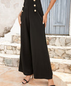 Buttoned High Waist Relax Fit Long Pants - Body By J'ne