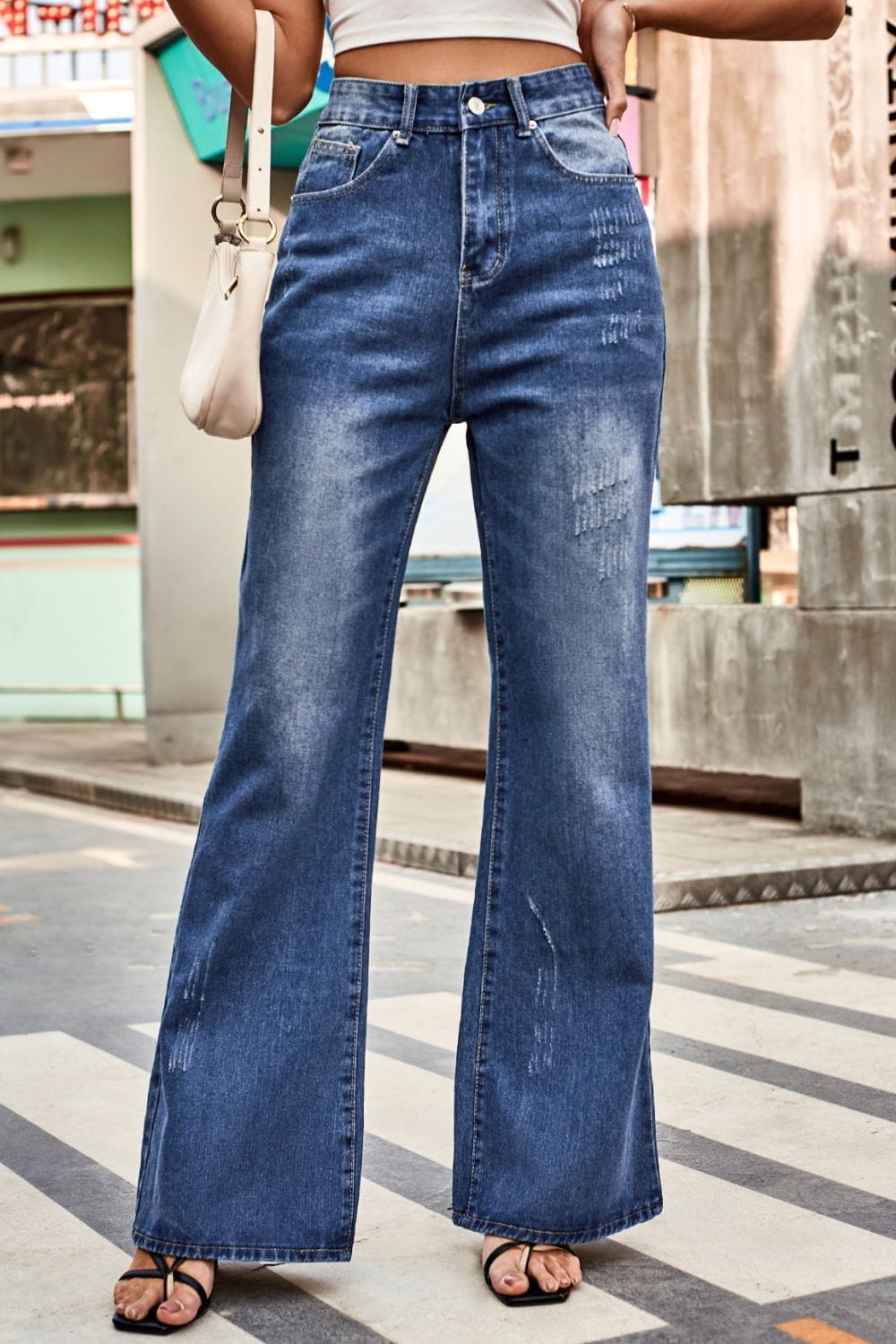 Buttoned Loose Fit Jeans with Pockets - Body By J'ne