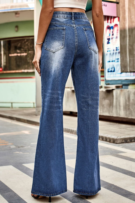 Buttoned Loose Fit Jeans with Pockets - Body By J'ne