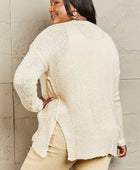 By The Fire Full Size Draped Detail Knit Sweater - Body By J'ne