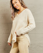 By The Fire Full Size Draped Detail Knit Sweater - Body By J'ne