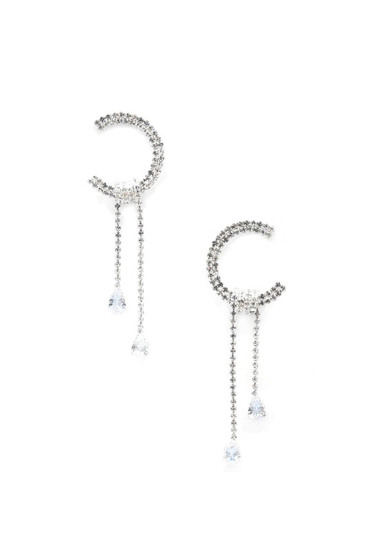 C Shape Rhinestone Dangle Earrng - Body By J'ne