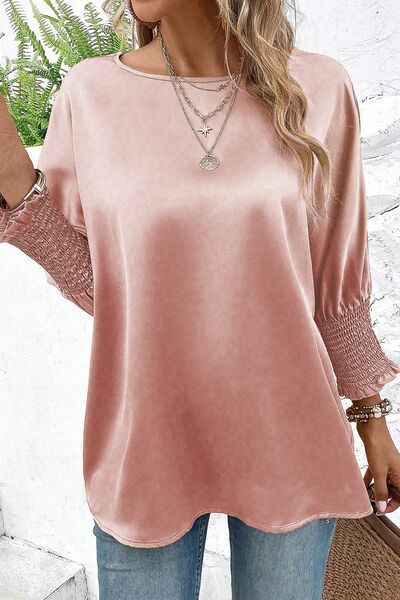 Round Neck Batwing Sleeve Blouse - Body By J'ne