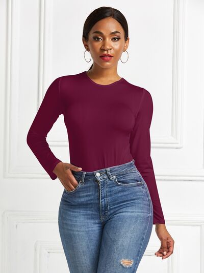 Round Neck Long Sleeve Bodysuit - Body By J'ne