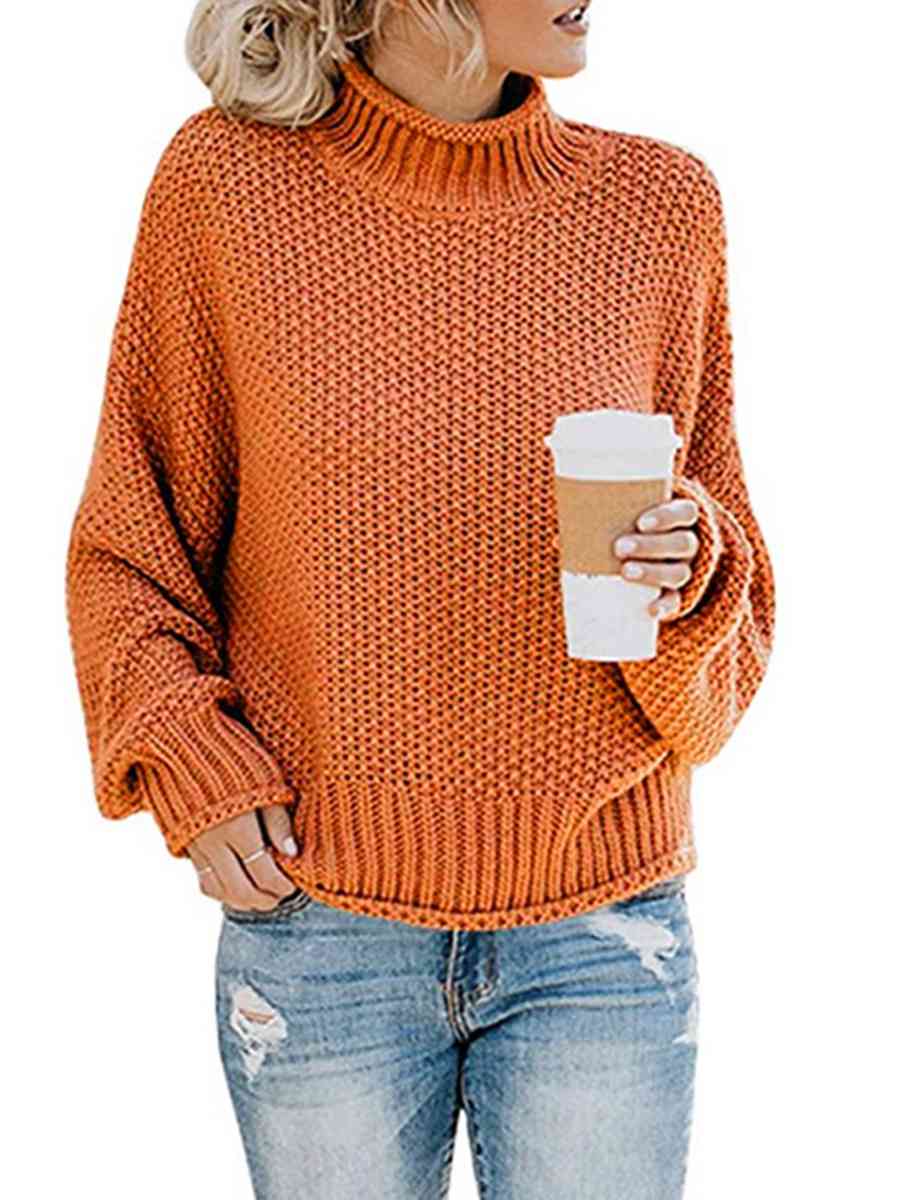 Turtleneck Dropped Shoulder Sweater - Body By J'ne