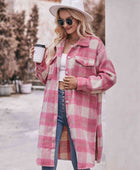 Plaid Dropped Shoulder Slit Coat - Body By J'ne