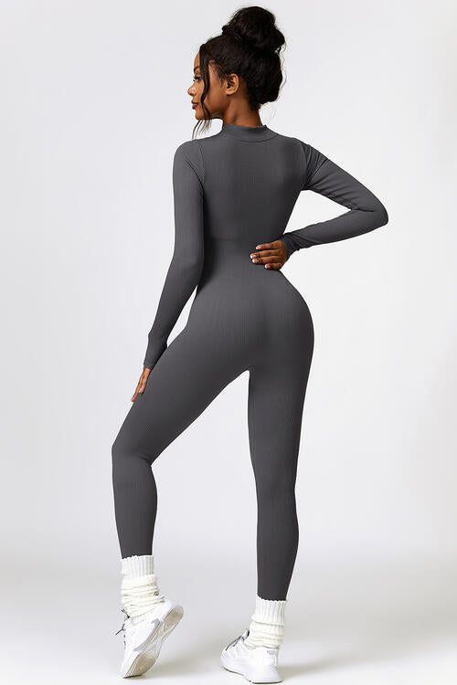 Half Zip Long Sleeve Active Jumpsuit - Body By J'ne