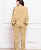 Round Neck Long Sleeve Sweatshirt and Pants Set - Body By J'ne