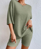 Ribbed Round Neck Top and Shorts Set - Body By J'ne