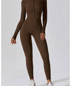 Zip Up Mock Neck Long Sleeve Jumpsuit - Body By J'ne