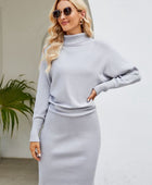 Turtle Neck Long Sleeve Ribbed Sweater Dress - Body By J'ne