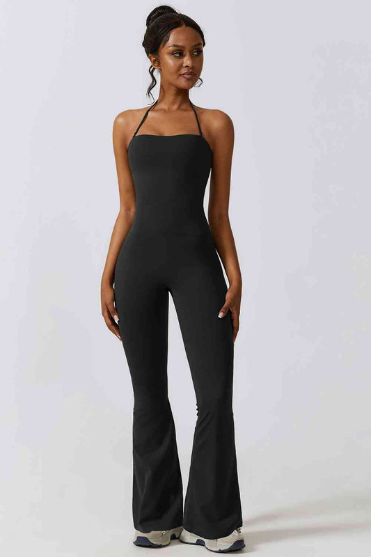 Halter Neck Flare Sport Jumpsuit - Body By J'ne