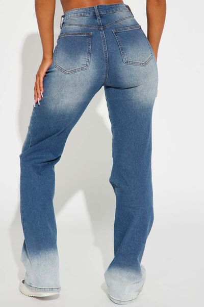 Pocketed Buttoned Straight Jeans - Body By J'ne