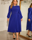 Plus Size Round Neck Long Sleeve Dress - Body By J'ne