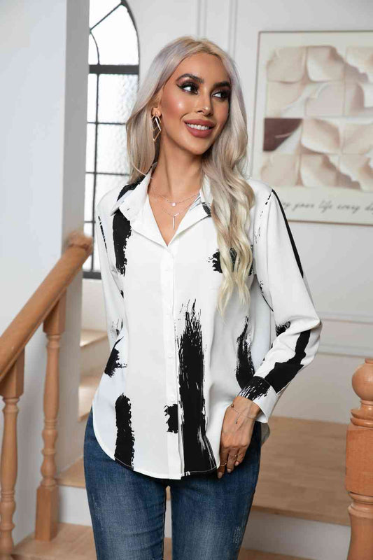 Tie-Dye Collared Neck Buttoned Shirt - Body By J'ne