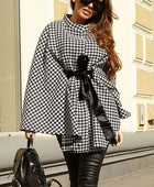 Houndstooth Tie Waist Trench Coat - Body By J'ne