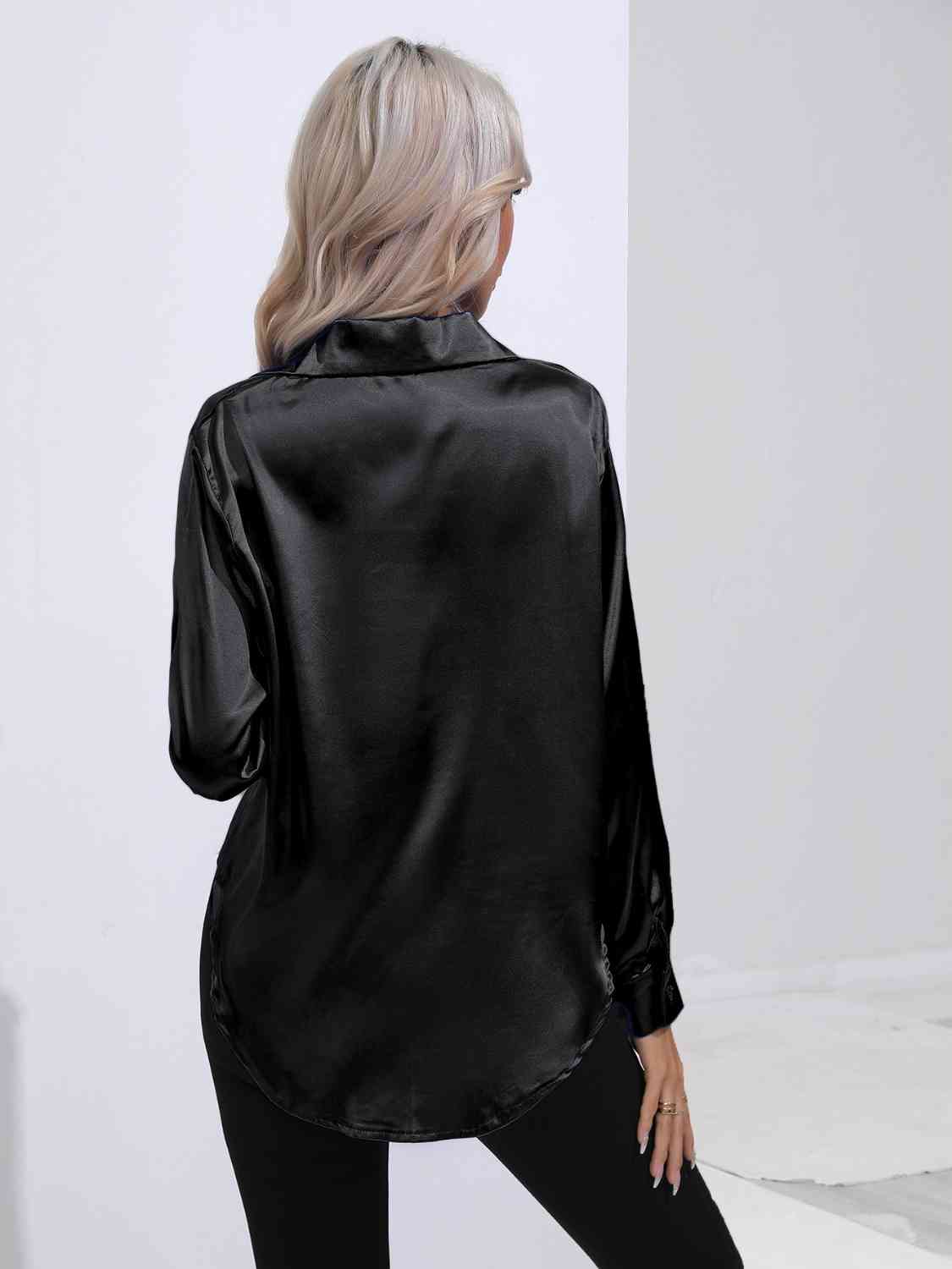 Collared Neck Buttoned Long Sleeve Shirt - Body By J'ne